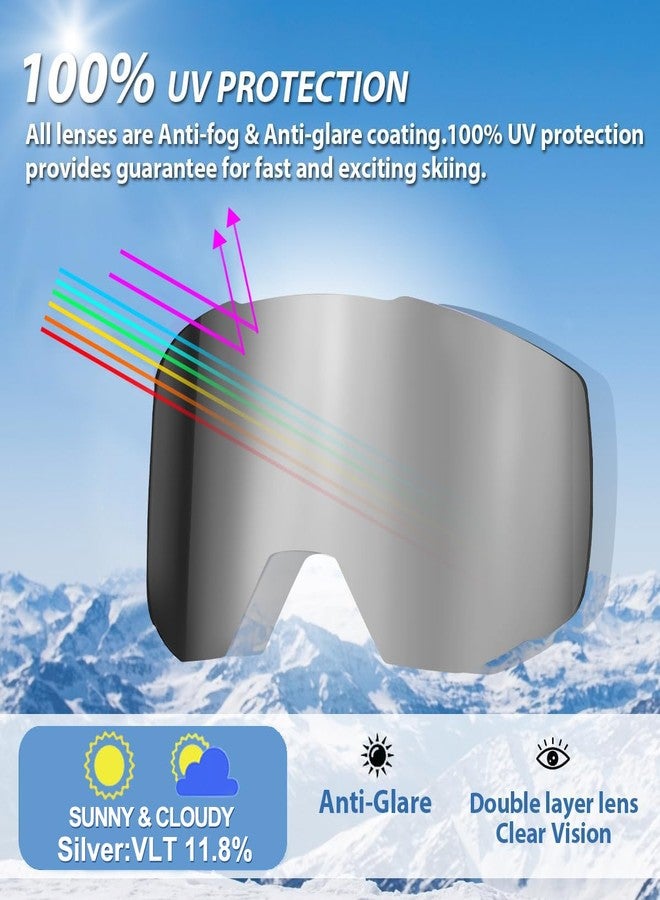 EXP VISION Ski/Snowboard Goggles for Men Women, OTG Snow Goggles Anti Fog UV Protection - Image 2