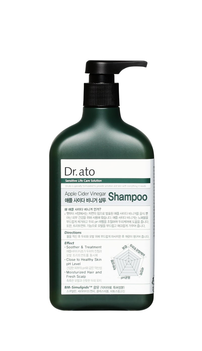 Dr.ato Apple Cider Vinegar Shampoo - pH5.5 Hypoallergenic Hair Shampoo with AHA in Apple - Skin and Eye Irritation Tested - All Safe Ingredients, Allegen-Free, Paraben Free, 10.5 fl.oz - Image 3