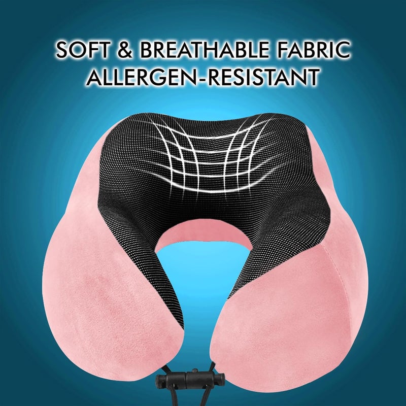 GREELI Premium Memory Foam Luxury Travel Neck Rest Pillow with Super Soft Removable Cover, Multipurpose Comfortable Travel Pillow for Men and Women (Pink Combo) - Image 3