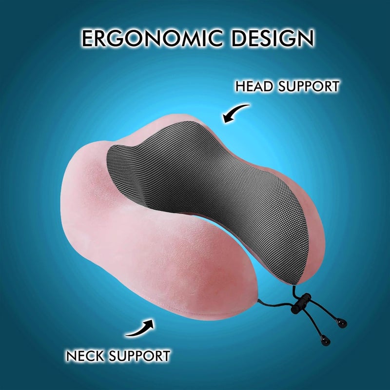 GREELI Premium Memory Foam Luxury Travel Neck Rest Pillow with Super Soft Removable Cover, Multipurpose Comfortable Travel Pillow for Men and Women (Pink Combo) - Image 5