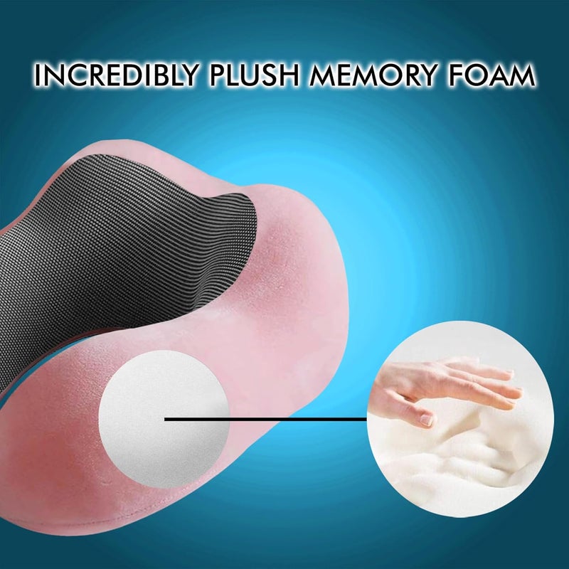 GREELI Premium Memory Foam Luxury Travel Neck Rest Pillow with Super Soft Removable Cover, Multipurpose Comfortable Travel Pillow for Men and Women (Pink Combo) - Image 4
