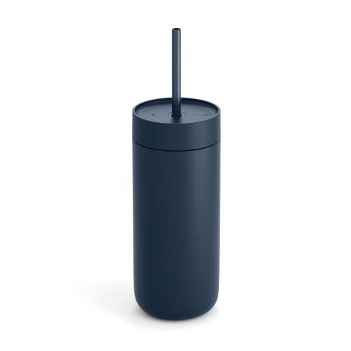 Fellow 16 oz Carter Cold Tumbler – Spill-Resistant Straw Lid, Stainless Steel Vacuum-Insulated Cup with Ceramic Interior and Reusable Straw for Cold Drinks,Fits Cup Holders,Dishwasher Safe,Stone Blue - Image 1