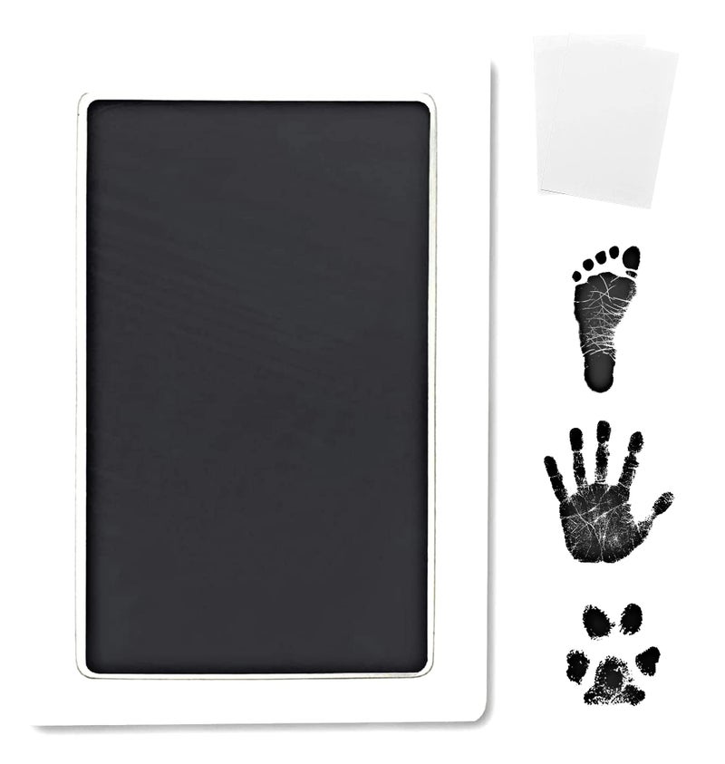 ReignDrop Inkless Large Clean Touch Ink Pad Kit for Baby Footprint, Handprint & Pet Paw Print - No Ink Mess, Clear Print, Smudge Resistant, Long Lasting, Baby Safe, Includes 2 Cardstock(Clean-Touch - Black) - Image 1