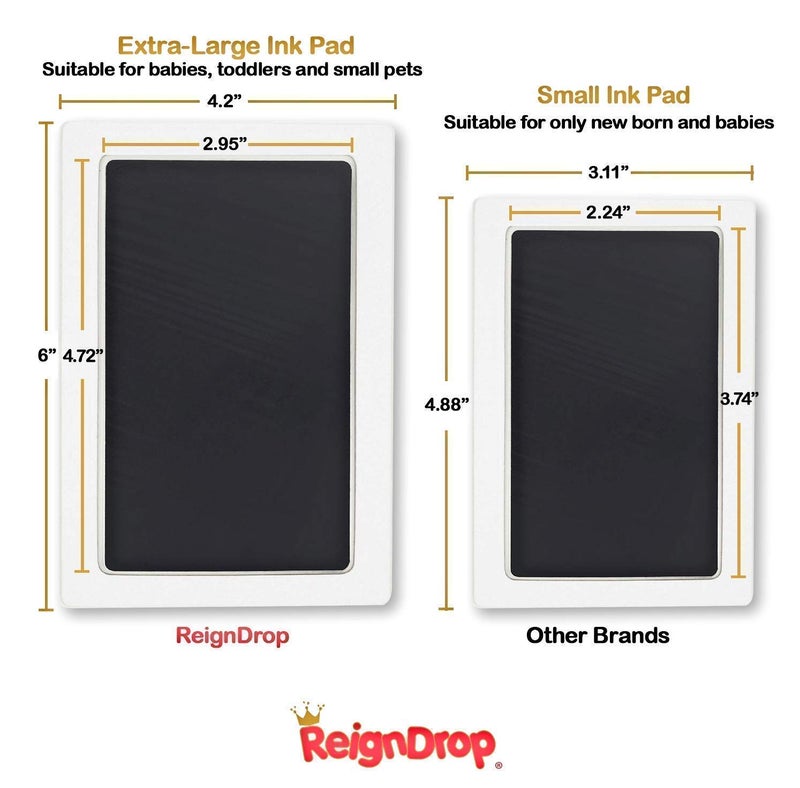 ReignDrop Inkless Large Clean Touch Ink Pad Kit for Baby Footprint, Handprint & Pet Paw Print - No Ink Mess, Clear Print, Smudge Resistant, Long Lasting, Baby Safe, Includes 2 Cardstock(Clean-Touch - Black) - Image 2