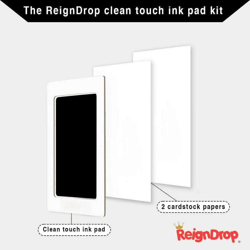 ReignDrop Inkless Large Clean Touch Ink Pad Kit for Baby Footprint, Handprint & Pet Paw Print - No Ink Mess, Clear Print, Smudge Resistant, Long Lasting, Baby Safe, Includes 2 Cardstock(Clean-Touch - Black) - Image 3