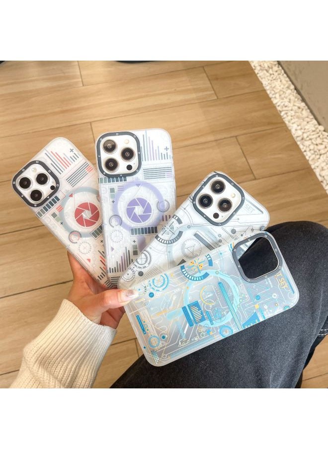 Generic - Suitable For 15 Apple 14Pro Technology Road Board IMD Magnetic Scrub Full Package 13prax Double Layer Printing Soft Shell-Color:Blue Circuit Board-Applicable Model:iPhone14 - Image 1