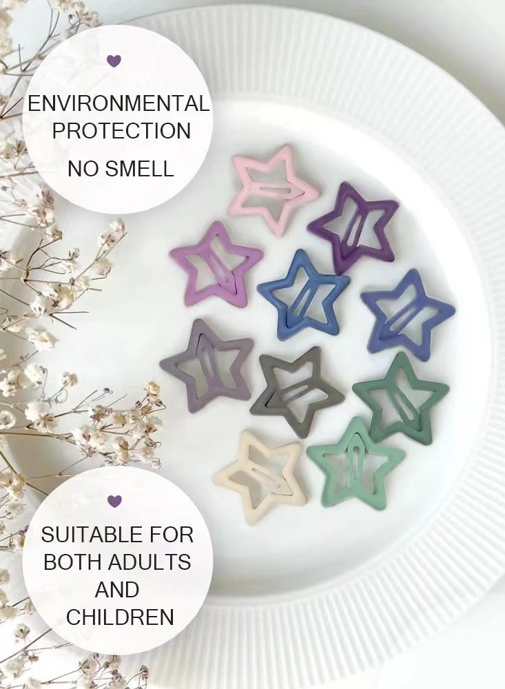 Laseta مشابك على شكل نجمة، تصميم كلاسيكي ملون لمشابك شعر على شكل نجمة للأطفال اللطيفين - 10 قطع، حواف وزوايا دائرية، لا تؤذي فروة الرأس، 3 سم - Image 2