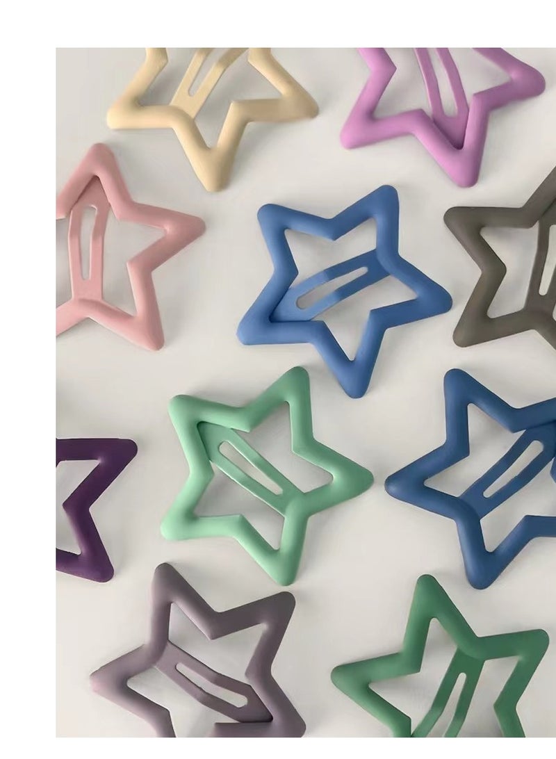 Laseta مشابك على شكل نجمة، تصميم كلاسيكي ملون لمشابك شعر على شكل نجمة للأطفال اللطيفين - 10 قطع، حواف وزوايا دائرية، لا تؤذي فروة الرأس، 3 سم - Image 5