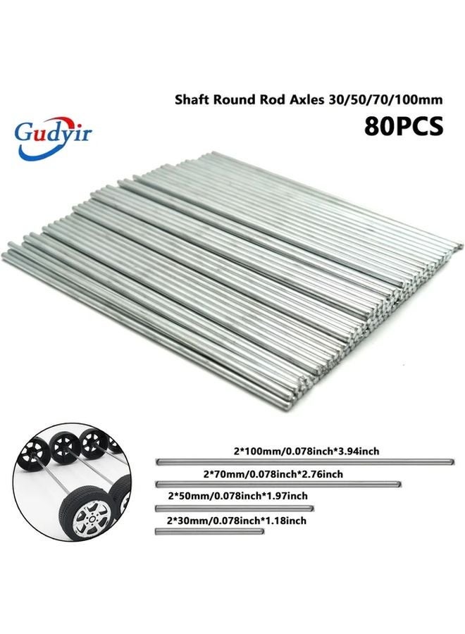 Gudyir 80 قطعة قضبان محور حديدية بقطر 2 مم وطول 100 مم لمشاريع STEM ونماذج سيارات وبواخر RC - Image 1