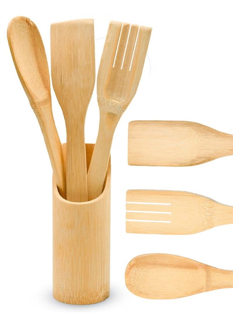 3-Piece Wooden Spatula Set Beige - Image 1