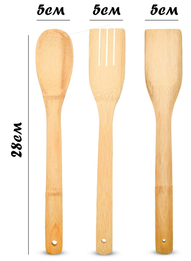 3-Piece Wooden Spatula Set Beige - Image 2