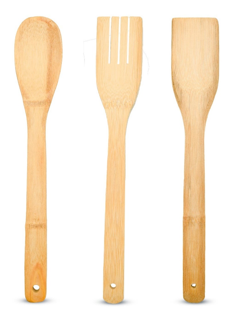3-Piece Wooden Spatula Set Beige - Image 3