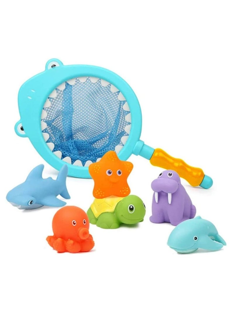 YelaJoy 7Pcs Baby Bath Toys with Spray, Sounds, Color Changing Toddler Bathtub Toys - Image 1