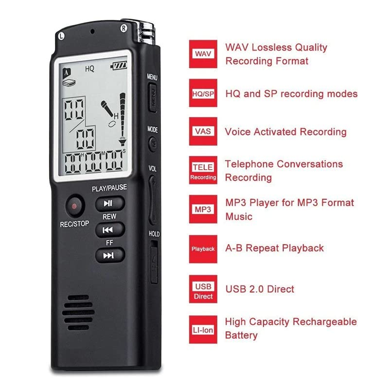 Smars® Professional Digital Voice Recorder | Portable Audio Recorder with Display | Built-in 8GB Storage with HD Recording - Image 4