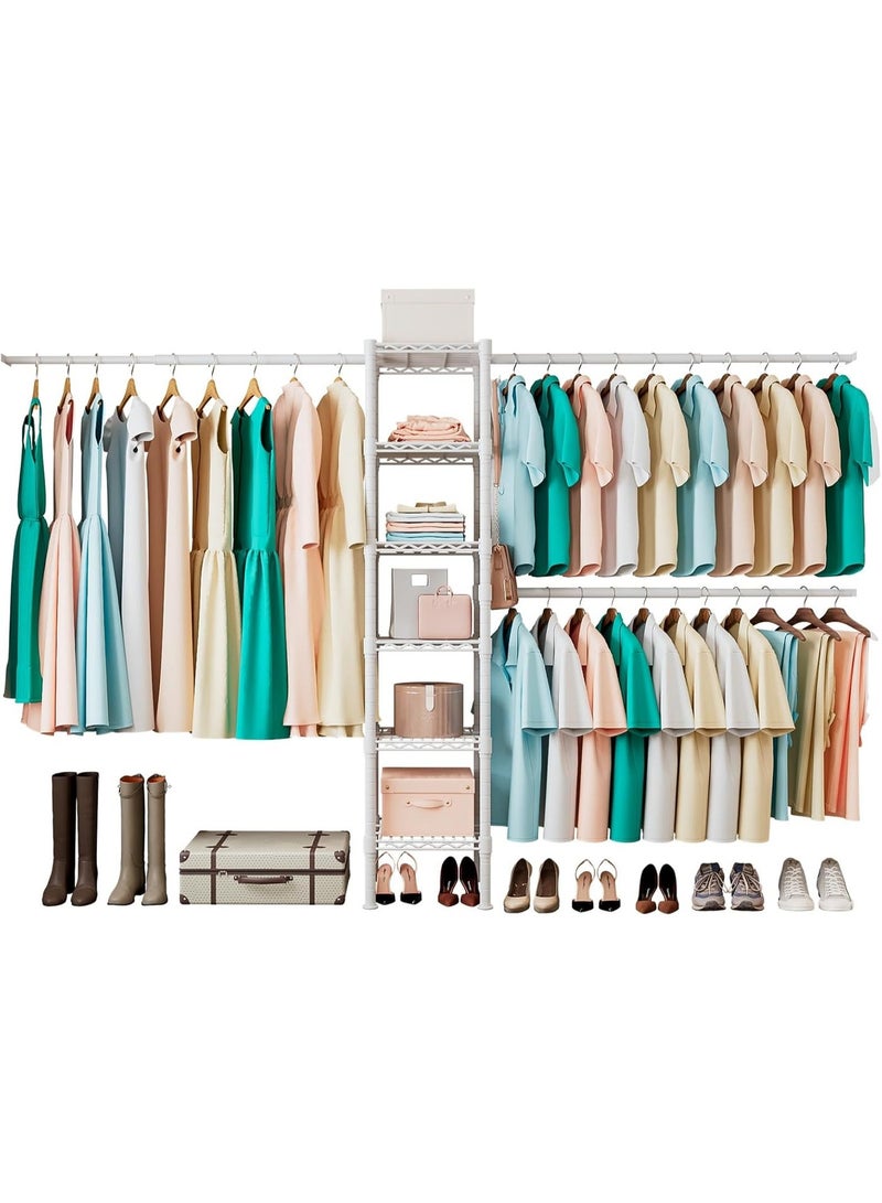 Forthcan Clothing Rack with 3 Expandable Hanging Rods - Versatile Closet Organizers and Storage Solution, Adjustable Width 27.9-47.6 Inches,Ideal for Home Organization 71.2" High x 13.7" Deep (White) - Image 1