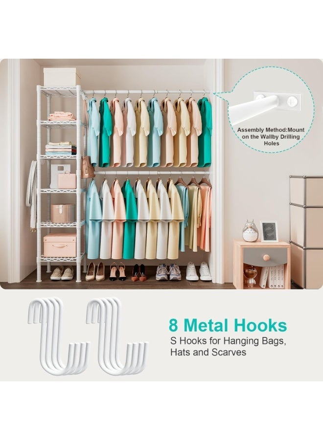 Forthcan Clothing Rack with 3 Expandable Hanging Rods - Versatile Closet Organizers and Storage Solution, Adjustable Width 27.9-47.6 Inches,Ideal for Home Organization 71.2" High x 13.7" Deep (White) - Image 3