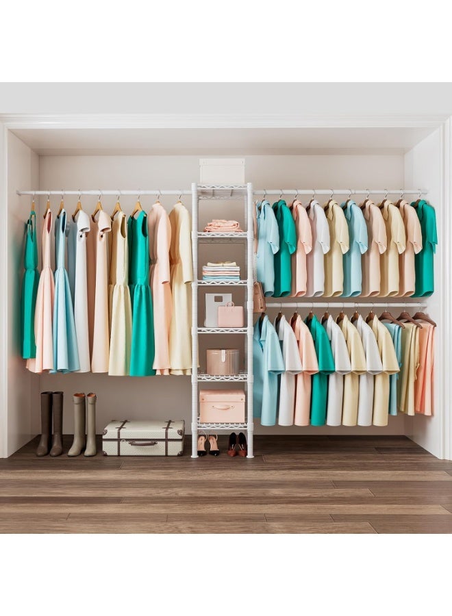 Forthcan Clothing Rack with 3 Expandable Hanging Rods - Versatile Closet Organizers and Storage Solution, Adjustable Width 27.9-47.6 Inches,Ideal for Home Organization 71.2" High x 13.7" Deep (White) - Image 4