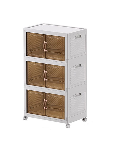 3 Layers Multi-Functional Foldable Storage Cabinet with Doors and Wheels (189L)