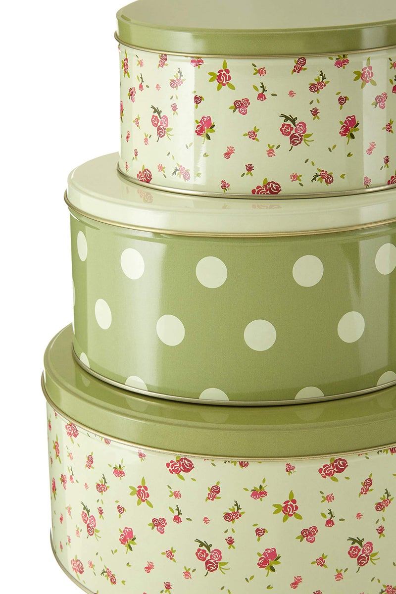Premier Housewares Rose Print, Cottage Storage Tins, Multi color, H9 x W20 x D20cm (Pack of 3) - Image 4
