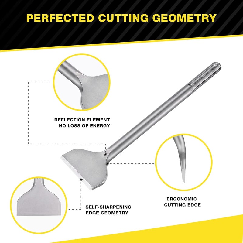 Firecore FS18313 SDS-MAX Scaling Chisel 3-In Wide Curved Tile Chisel for Concrete Tile Removal(3.2" X 12") - Image 5