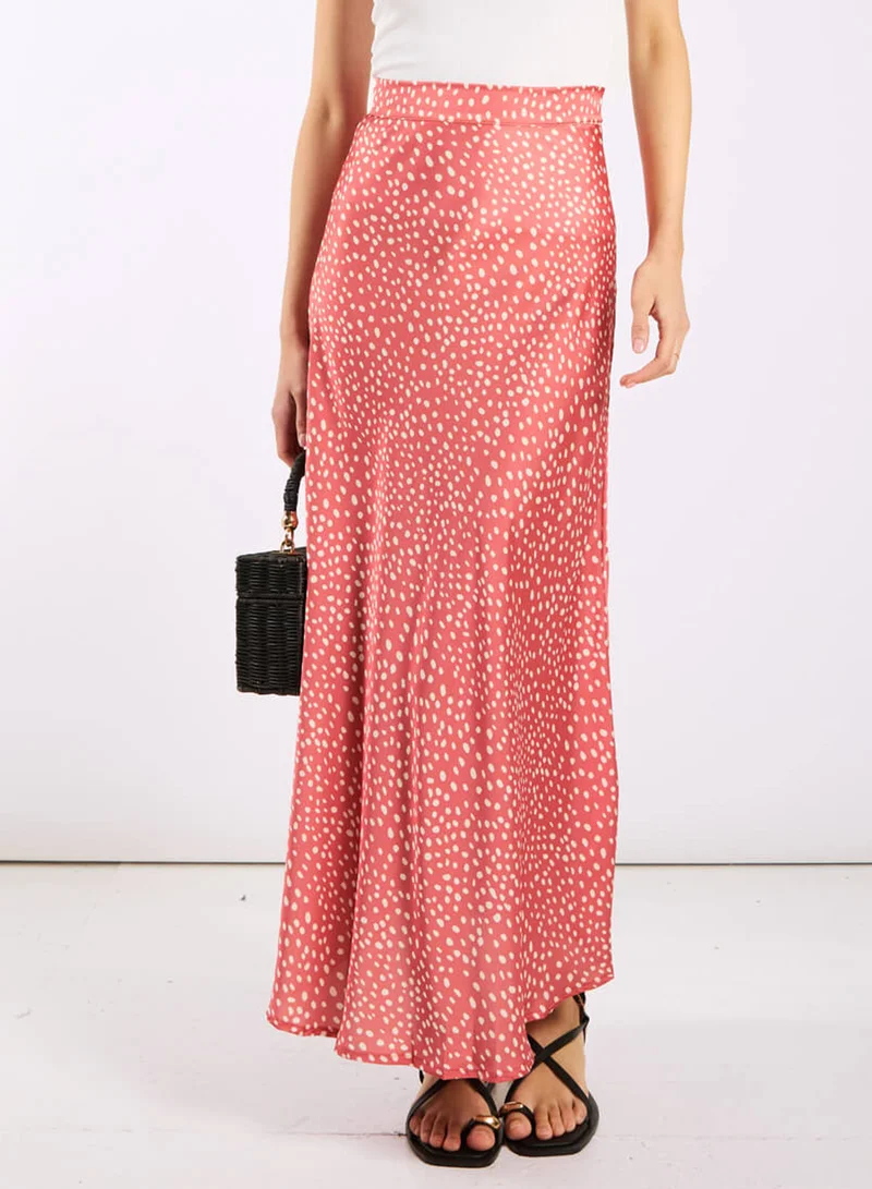 Needs No Label  Pink Animal Satin Midi Skirt for Women | Best Price UAE
