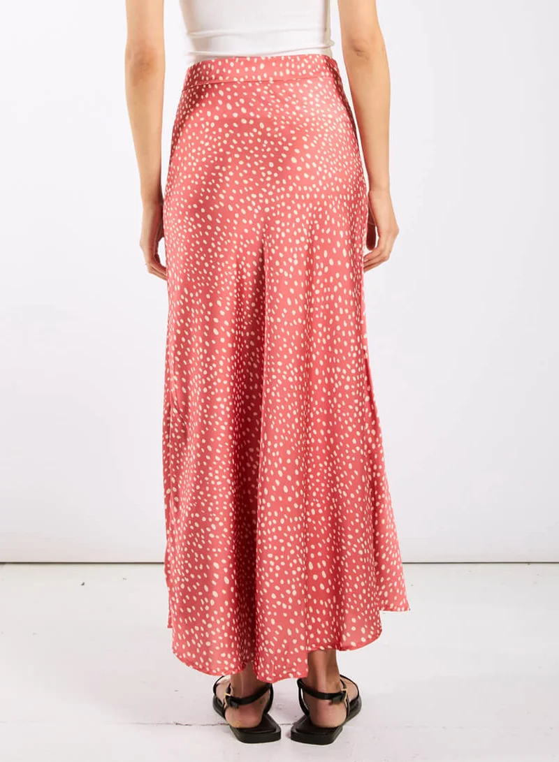 Needs No Label  Pink Animal Satin Midi Skirt for Women | Best Price UAE
