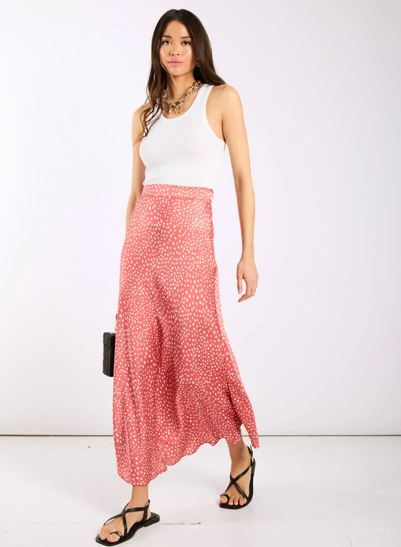 Needs No Label  Pink Animal Satin Midi Skirt for Women | Best Price UAE