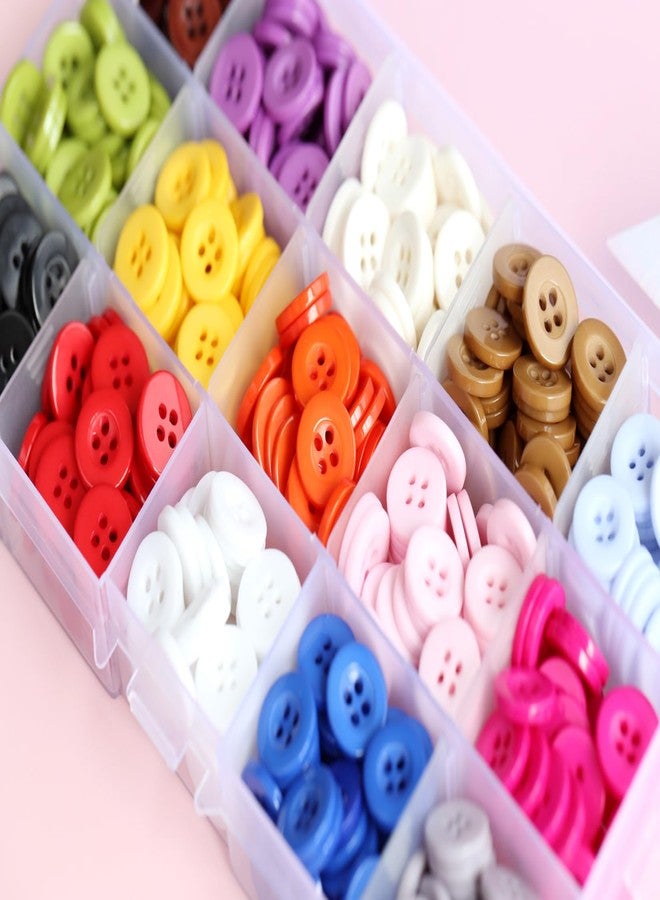 GANSSIA 555pcs 1/2 Inch (12.5mm) Small Size Round 4 Holes Buttons 15 Colors Assorted Resin Button for Sewing Blouse or DIY Crafts Projects Scrapbooking (Each Color 37pcs) - Image 4
