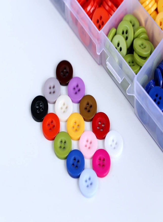 GANSSIA 555pcs 1/2 Inch (12.5mm) Small Size Round 4 Holes Buttons 15 Colors Assorted Resin Button for Sewing Blouse or DIY Crafts Projects Scrapbooking (Each Color 37pcs) - Image 5