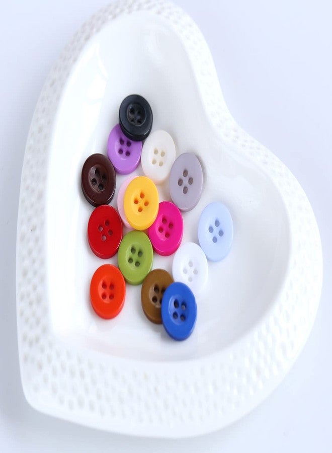 GANSSIA 555pcs 1/2 Inch (12.5mm) Small Size Round 4 Holes Buttons 15 Colors Assorted Resin Button for Sewing Blouse or DIY Crafts Projects Scrapbooking (Each Color 37pcs) - Image 2