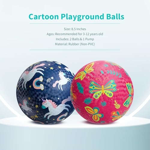 ZOOJOY Pack of 2 Cartoon Playground Balls Balls for Toddler 312 85 Rubber Ball Bouncy Kickball Indoor Outdoor Game Toys for Boys Girls with Pump - Image 5