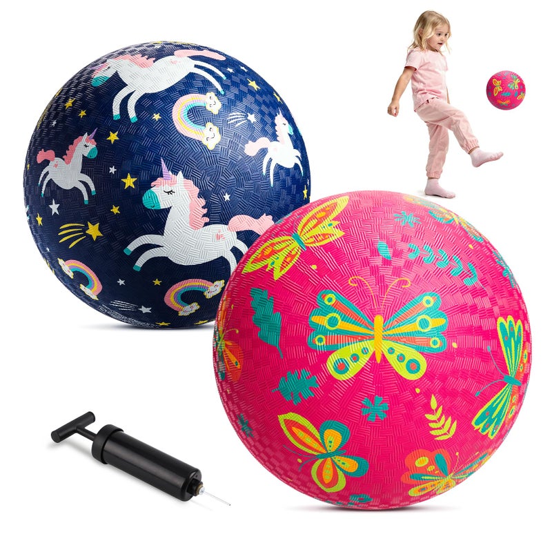 ZOOJOY Pack of 2 Cartoon Playground Balls Balls for Toddler 312 85 Rubber Ball Bouncy Kickball Indoor Outdoor Game Toys for Boys Girls with Pump - Image 4