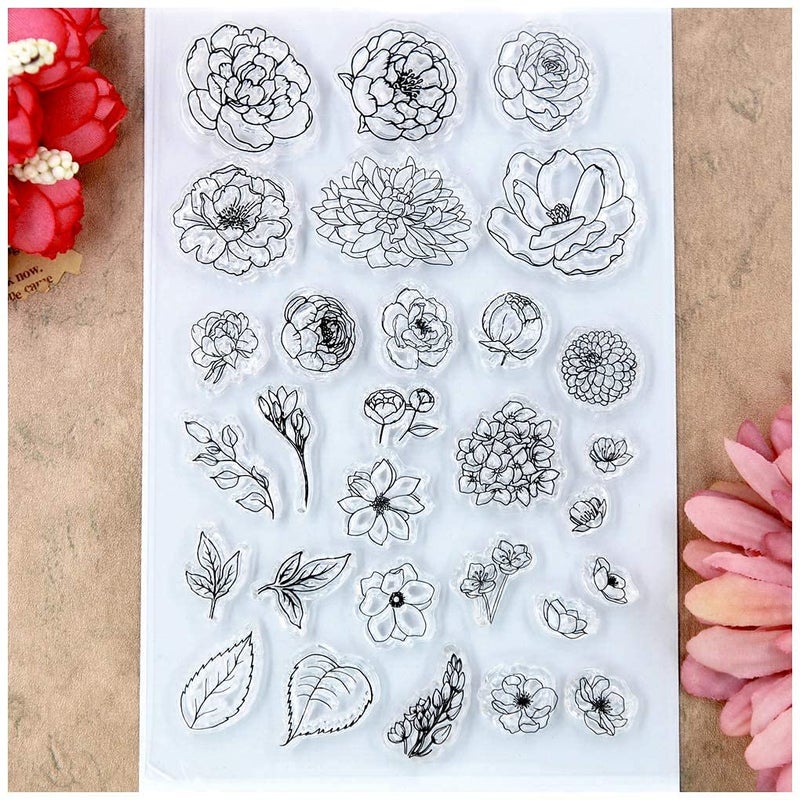 ZaneGear Flowers Leaves Clear Stamps for Card Making Decoration and DIY Scrapbooking