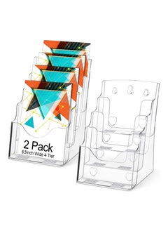 Y&D 2 Pieces Acrylic Brochure Holder, Display Stand 4 Tier Clear Pamphlet Flyer Holder Magazine Organizer for Wall Mount or Countertop (6.5 Inch Wide)  - Image 1