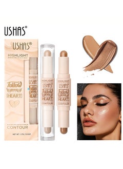 Ushas Highlight Contour Stick 2 in 1 Dualended Makeup Shading Stick MultiColor Concealer Shadow Pen 3D Body Face Brightens Shades Pencil Contour Concealer Highlighter Stick#02  - Image 1
