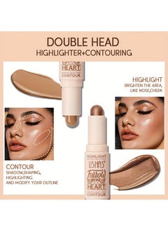 Ushas Highlight Contour Stick 2 in 1 Dualended Makeup Shading Stick MultiColor Concealer Shadow Pen 3D Body Face Brightens Shades Pencil Contour Concealer Highlighter Stick#02  - Image 5