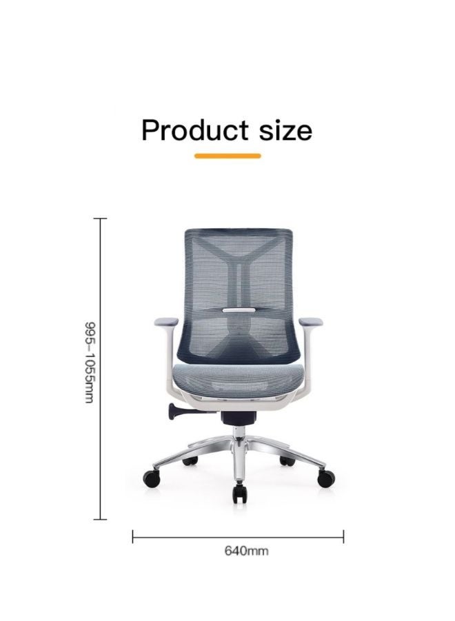 Modern Ergonomic Office Chair Without Headrest And Aluminum Base for Office, Home Office and Shops, High Back, Blue - Image 5
