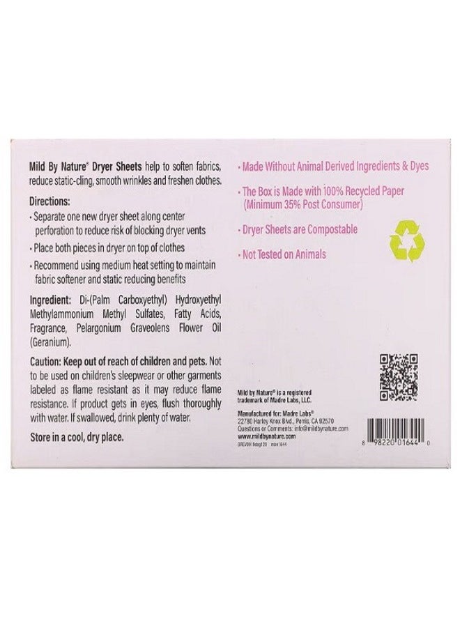 مايلد باي نيتشير Dryer Sheets Geranium 120 Compostable Sheets  - Image 2
