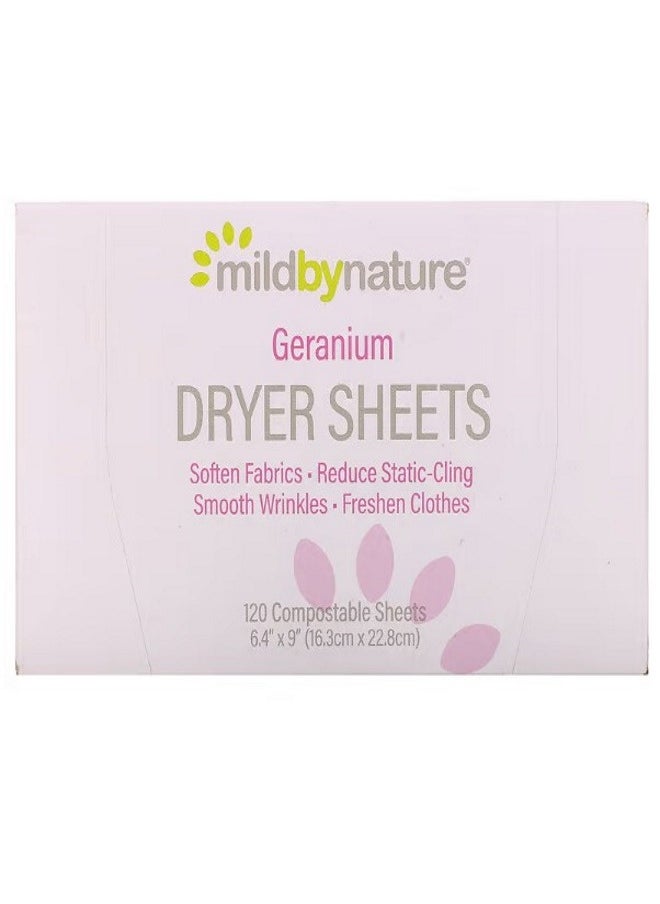 مايلد باي نيتشير Dryer Sheets Geranium 120 Compostable Sheets  - Image 1