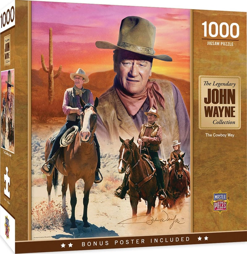 MasterPieces بازل ماستر بييس 1000 قطعة جون وين  للبالغين والعائلة أو الشباب  طريقة رعاة البقر  1925x2675 - Image 1
