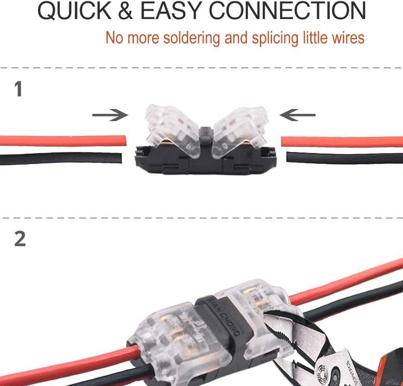 Brightfour Low Voltage Wire Connectors, Solderless Small Gauge Wire Connectors, No Wire Stripping Cutting 2 Way 2 Pin Led Connector, Quick Wire Splice Connector for LED Strip, Automotive, Fits 24-20 AWG 16 Pack - Image 4
