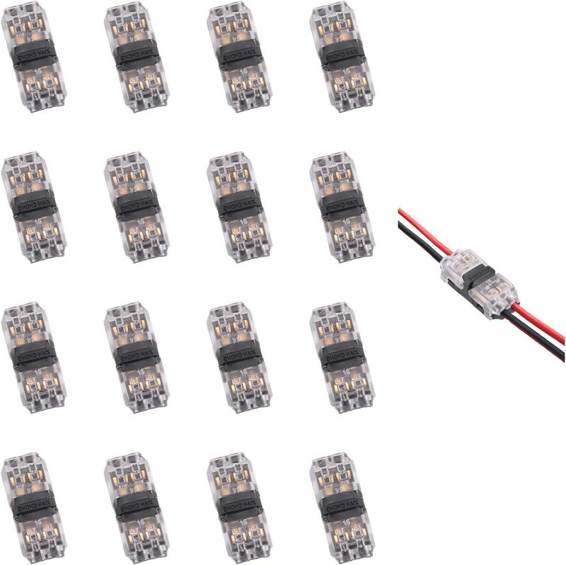 Brightfour Low Voltage Wire Connectors, Solderless Small Gauge Wire Connectors, No Wire Stripping Cutting 2 Way 2 Pin Led Connector, Quick Wire Splice Connector for LED Strip, Automotive, Fits 24-20 AWG 16 Pack - Image 1