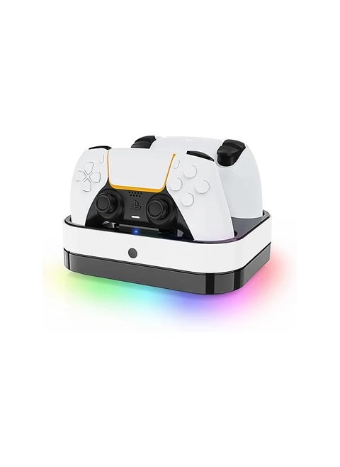 Dual Charging Base For PS5 Controller-Wireless Charger RGB Lights USB Type-C Dual Charging Dock