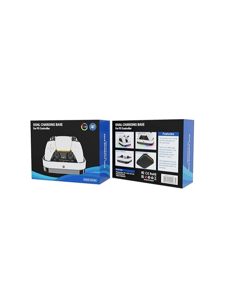 Generic - Dual Charging Base For PS5 Controller-Wireless Charger RGB Lights USB Type-C Dual Charging Dock - Image 1