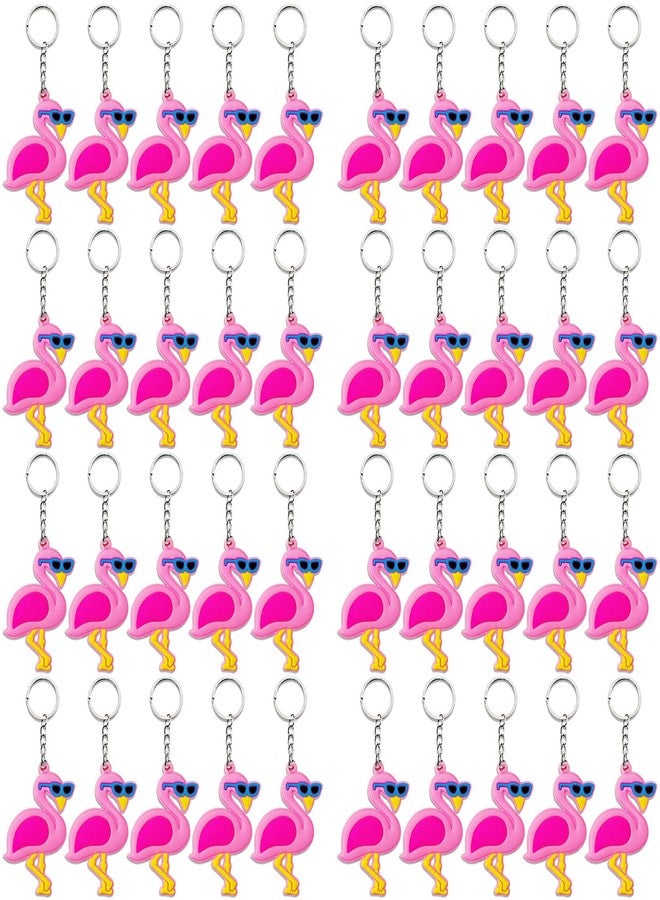 Elecrainbow 40 Pack Pink Flamingo Keyring Pack Party Favor for Flamingo Lover, Hawaiian Tropical Luau Summer Beach Party, Baby Shower, Birthday, Never Forget How Flamazing You Are Party - Image 1