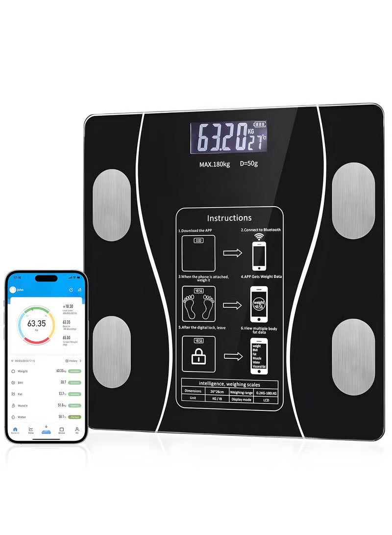 CIMIA Smart Body Scal With Bluetooth,Wireless Digital Bathroom Scale,High Precision Intelligent Digita Electronic Weight BMI Scale,Compatible With IOS And Android  - Image 1