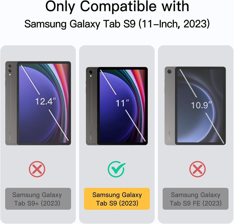 جي تيك جراب لهاتف Samsung Galaxy Tab S9 مقاس 11 بوصة، غطاء واقٍ شفاف قابل للطي ثلاثيًا، يدعم شحن قلم S Pen، خاصية الإيقاظ/السكون التلقائي، لون أسود جرافيت - Image 2