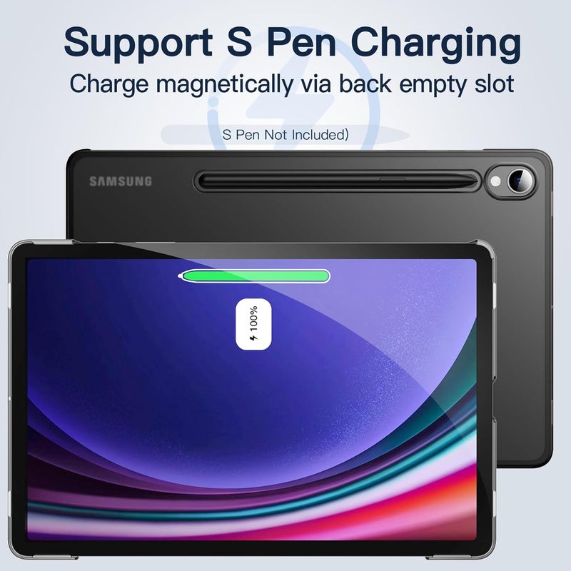 جي تيك جراب لهاتف Samsung Galaxy Tab S9 مقاس 11 بوصة، غطاء واقٍ شفاف قابل للطي ثلاثيًا، يدعم شحن قلم S Pen، خاصية الإيقاظ/السكون التلقائي، لون أسود جرافيت - Image 4