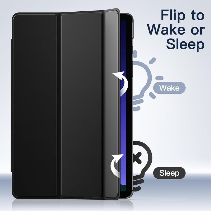 جي تيك جراب لهاتف Samsung Galaxy Tab S9 مقاس 11 بوصة، غطاء واقٍ شفاف قابل للطي ثلاثيًا، يدعم شحن قلم S Pen، خاصية الإيقاظ/السكون التلقائي، لون أسود جرافيت - Image 5