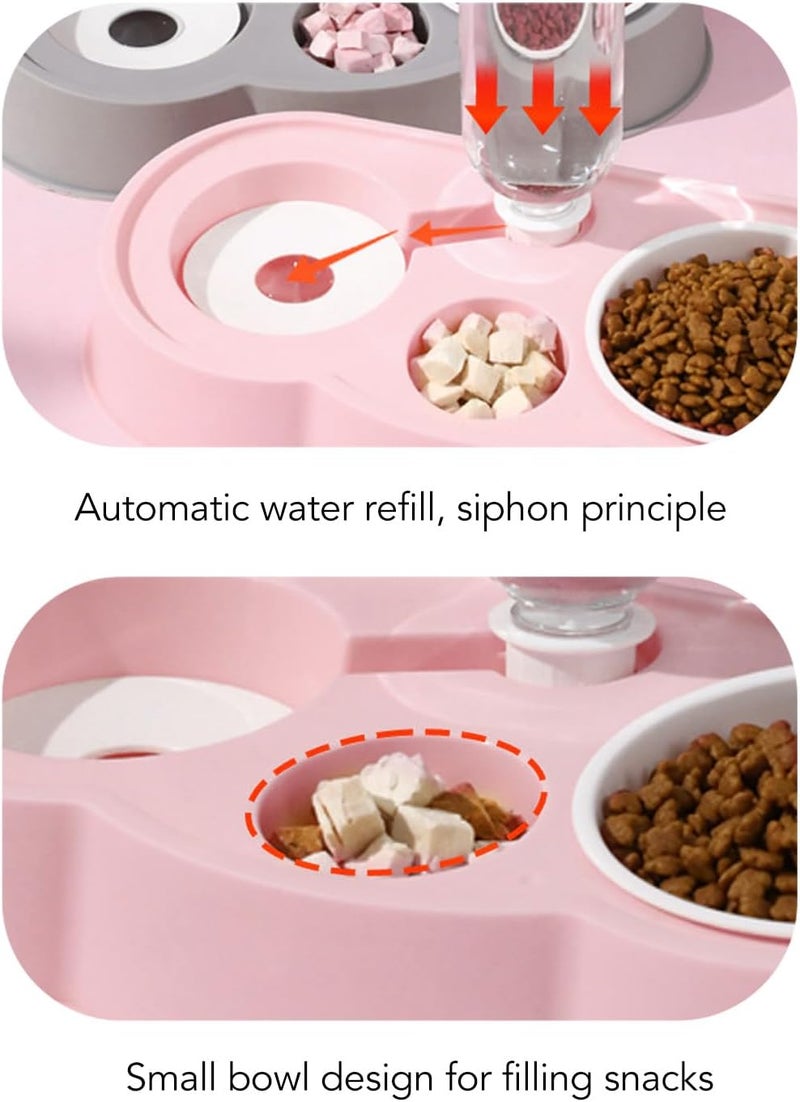 Pet Water and Food Bowl Set, Stable Non - Slip Double Bowls with Automatic Water Dispenser for Cats and Small Dogs - Durable ABS, Easy to Clean, Space Saving Design (Pink) - Image 4